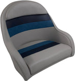 Premium Series Pontoon Bucket Style Captain Chair 3006-ABDK Grey/Navy/Blue - Marine Fiberglass Direct