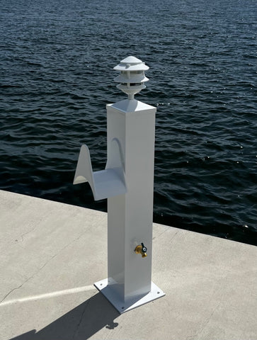 LARGE WATER & ELECTRIC SHORE POWER PEDESTAL 36"H x 10"W x 10"D with Light