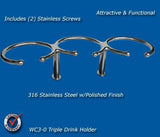 Stainless Steel Beverage/Cup/Drink Holders- 12" long -WCH-3W