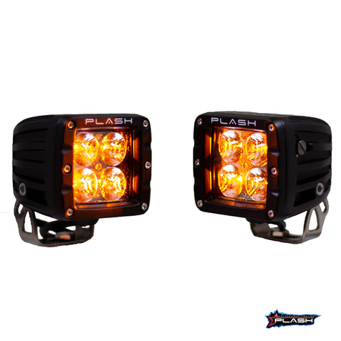 12W AMBER Cube Light Kit Headlight Bright Driving Beam Plash