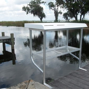 Two Leg CM Fish Cleaning Station Fillet Table over water 50"L x 23"D x 38"H- FCS04-2 - Marine Fiberglass Direct