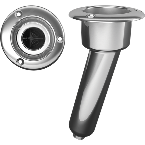 Mate Series 15 degree, Round Top 316 Stainless Drain-C1015D Rod Holder - Marine Fiberglass Direct