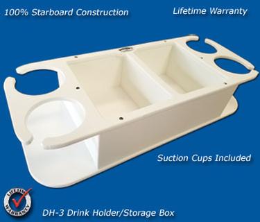 Boat Drink Holder/Storage - 4 Drink Holders, 2 Storage Compartments - DH-3-EX
