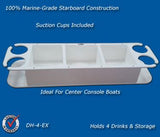 Boat Drink Holder - 4 Drink holders, 3 Storage Compartments - DH-4-EX