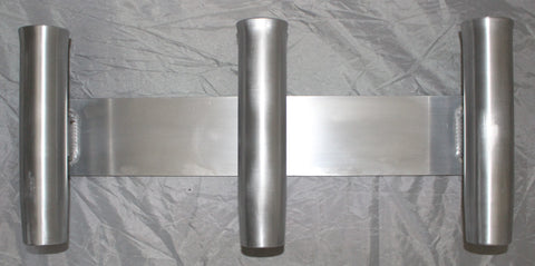Three 10" Aluminum Boat Fishing or Pole Rod Holders - Angled at 90 Degrees with Gimbal (Locking Pin) on One Flat Plate Mount