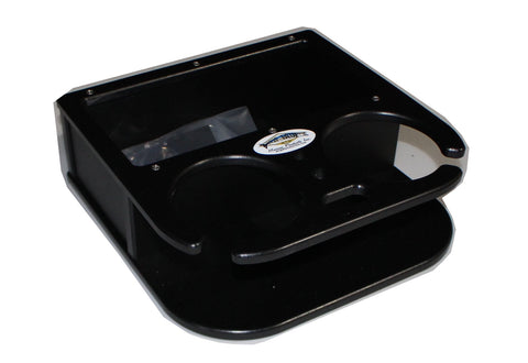 Double Beverage/Cup/Drink Holders w/ Storage in black - 9 3/4" x 9 3/4" x 3"