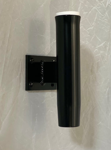 10" Aluminum Boat Fishing or Pole Rod Holder - FLAT Surface Mount for transom, gunnels, docks, or piers BLACK POWDER COATED 90 DEGREES