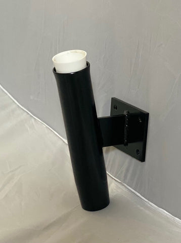 10" Aluminum Boat Fishing or Pole Rod Holder - FLAT Surface Mount for transom, gunnels, docks, or piers BLACK POWDER COATED 30 DEGREES