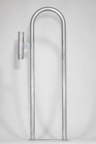 Marine Dock & Boat 48" Aluminum Handrail - Safety Grab Bar Rail- w/ Vertical Rod Holder - Marine Fiberglass Direct