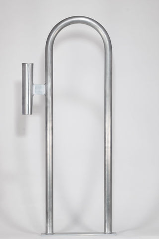 Marine Dock & Boat 42" Aluminum Handrail - Safety Grab Bar Rail - w/ Vertical Rod Holder and Liner - Marine Fiberglass Direct