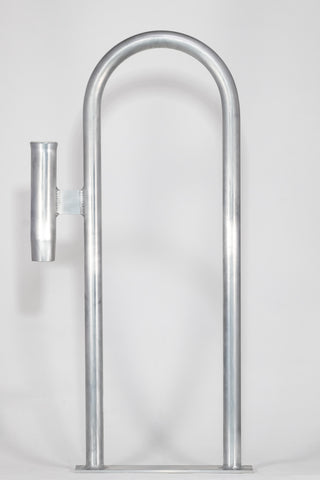 Marine Dock & Boat 36" Aluminum Handrail - Safety Grab Bar Rail - w/ Vertical Rod Holder and Liner - Marine Fiberglass Direct