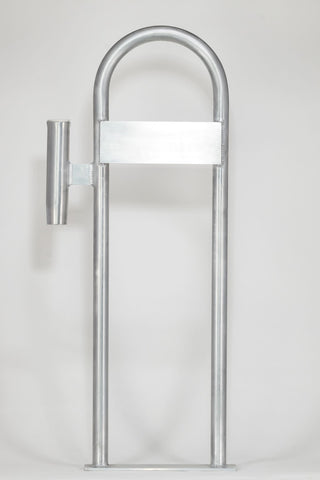 Marine Dock & Boat 42" Aluminum Handrail - Safety Grab Bar Rail w/ Vertical Rod Holder & Lateral Flat Plate - Marine Fiberglass Direct