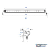 20" SRX2 Series Light Bar White Housing Dimensions
