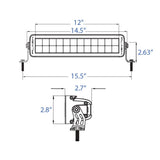 X2 Series Light Bar 12inch White Housing Dimensions