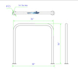 36" H x 36" W - Aluminum Handrail - Safety Grab Bar for Marine, Dock, Deck, Boat, Pool, Hot Tub
