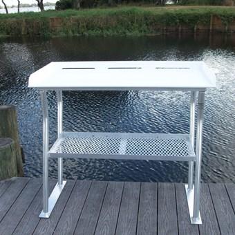 Four Leg CM Fish Cleaning Station Fillet Table Dock Boating Aluminum 96"L x 24"D x 38"H- FCS07 - Marine Fiberglass Direct