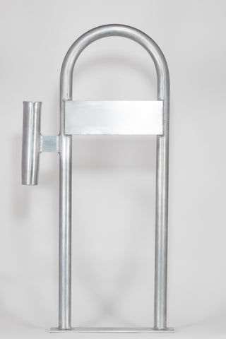 Marine Dock & Boat 36" Aluminum Handrail - Safety Grab Bar Rail w/ Vertical Rod Holder & Lateral Flat Plate